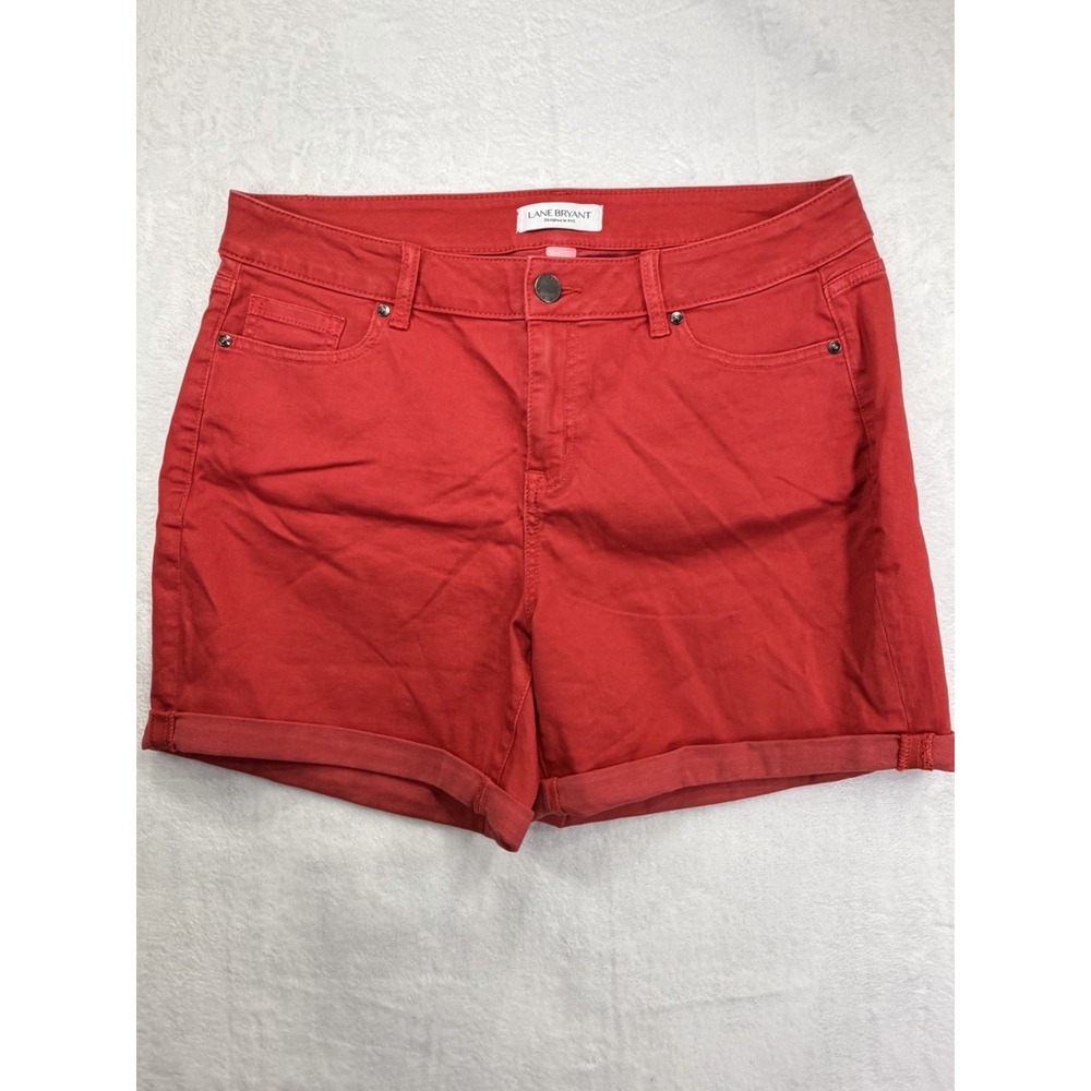 Lane Bryant Shorts Mid-Rise Essential Stretch Girlfriend Sz 14 Soft Red